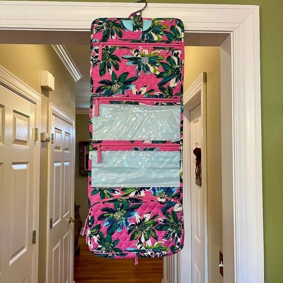 NWOT Vera Bradley Tropical Pink Paradise Makeup Travel & Crossbody Bag Set - Picture 3 of 9